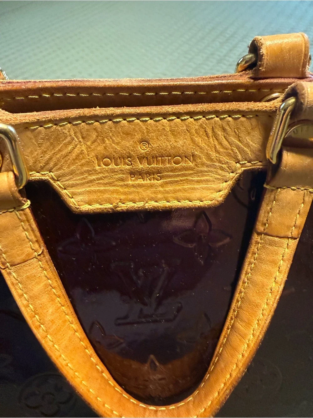 Louis Vuitton Deep Burgundy Patent Satchel with Vachetta Trim